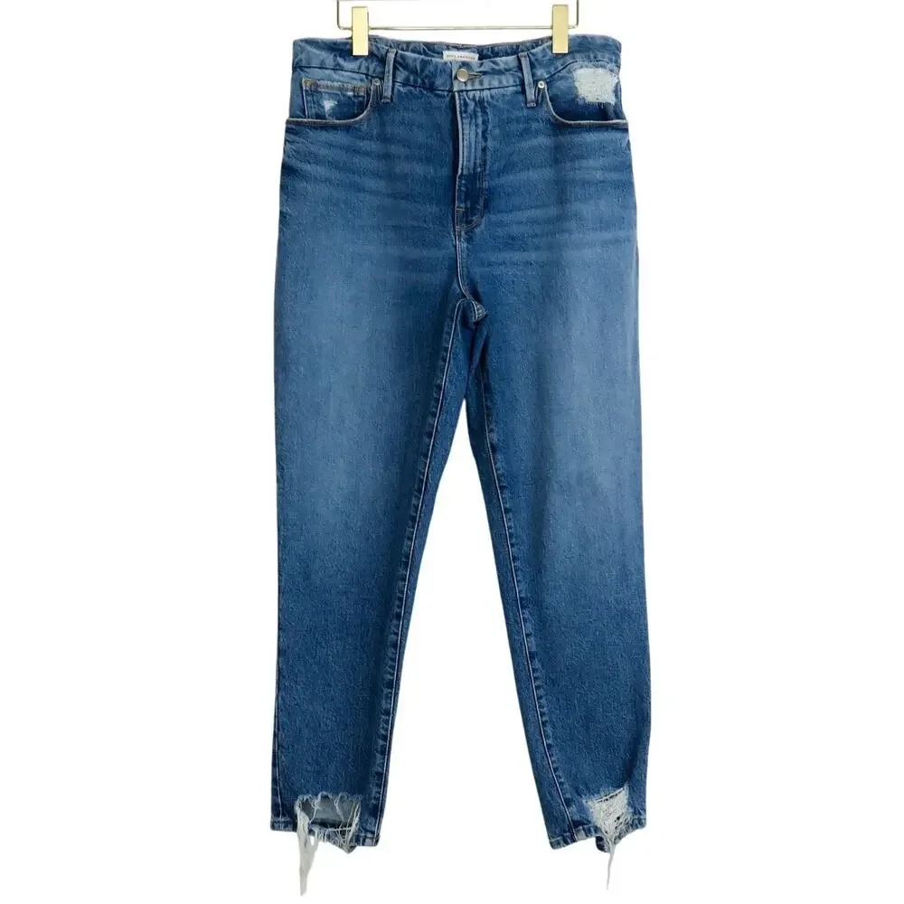 Good American The Weekender Boyfriend Jean High Rise Straight Jeans 12/31 Indigo